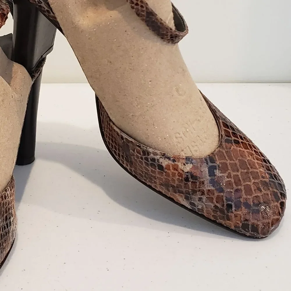 Mina Brown Snakeskin Women's Heels Size  6.5